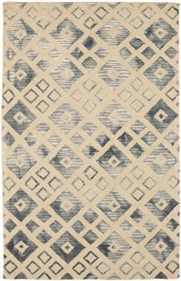 5x8 Hand-tufted Modern wool Area rug carpet in Geometric cream and Gray