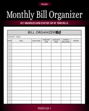 Bill Organizer: bill payment tracker. monthly bill organizer. monthly bill plann