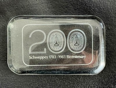 Vintage RARE Promotion Schweppes 200 Bicentenary Glass Crystal Paper Weight #669