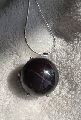 Star Garnet Sterling Silver Pendant/Necklace FREE SHIPPING 