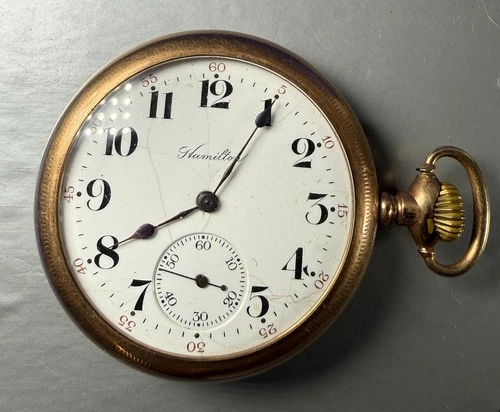 ANTIQUE C 1912 POCKET WATCH HAMILTON GRADE 975 17 JEWELS GF KEYSTONE J BOSS CASE