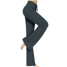 Medium Dark Grey Yoga Pants Women Loose High Waist Wide Leg Workout Out Leggings