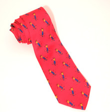 Vintage Polo Ralph Lauren Tie Mens 59 in Golfer Print Rare 100 Silk Handmade