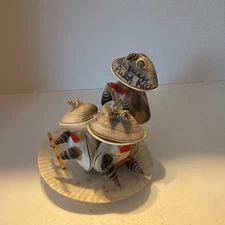 3 Frog Band Sea Shells Cute Souvenir Flute Violin Guitar Drum Puerto Rico