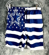 Mens USA Shorts Stars  Stripes Navy Blue  White Medium Swim Trunks Casual