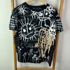 Desigual Shirt Mens Large Black Graphic Print Short Sleeve Crew Neck Casual