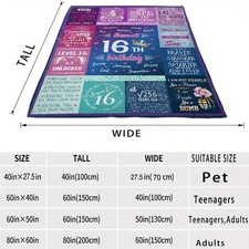Sweet 16 Birthday Blanket Gift for Girls - Contemporary Flannel Knitted Throw