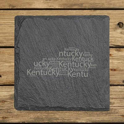 Kentucky Slate Coasters Set of 4 | 4x4 Square Laser Etched Stone | 16 Designs