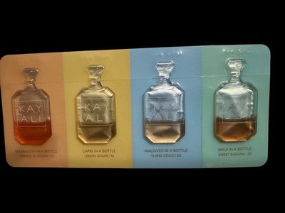 KAYALI VACATION IN A BOTTLE Perfume Samples Set x4 Sample Packet Card