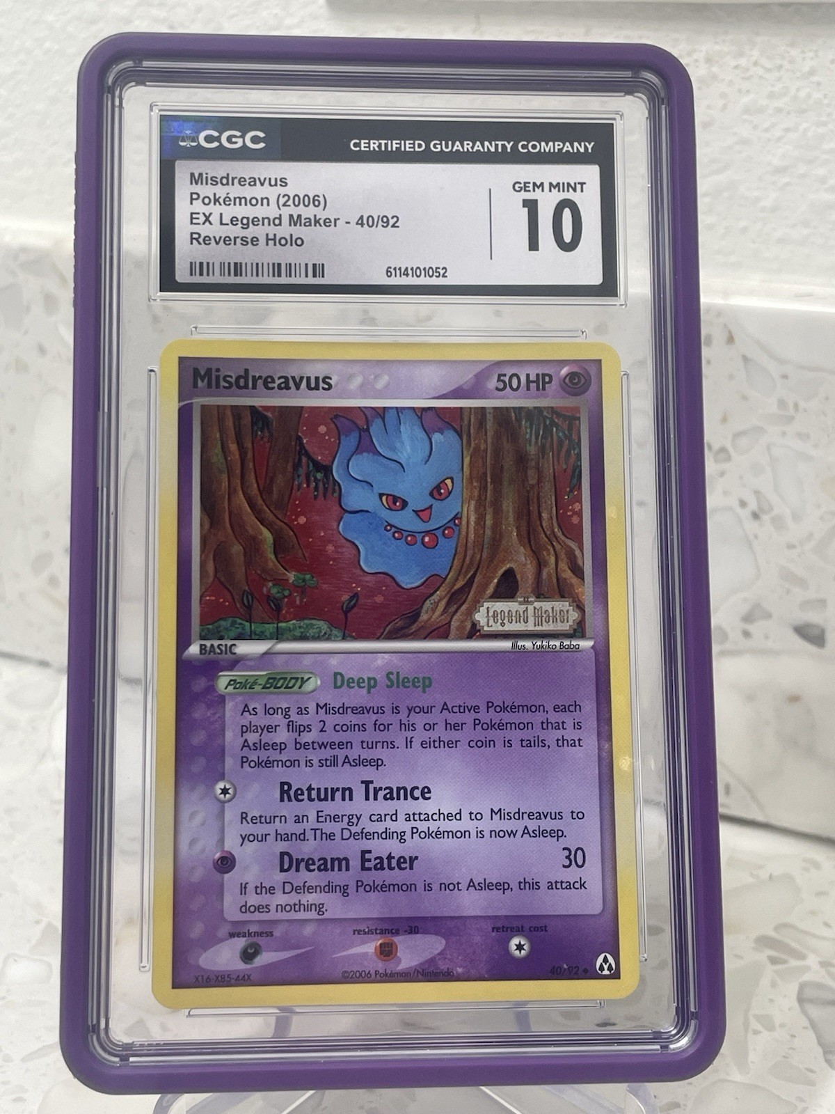 2006 POKEMON EX #40 MISDREAVUS REVERSE FOIL GEM MT CGC 10 LEGEND MAKER