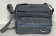 Vintage Profoto Gray Camera Bag Padded Nylon Shoulder Strap Blue Detail