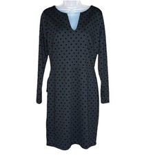 The Limited Dress Womens 8 Black Polka Dot Bodycon Whimsigoth Coquette Office