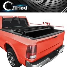Soft Tri-Fold Tonneau Cover for 2009-2026 Dodge Ram 1500 5.7ft Truck Bed w/ Lamp