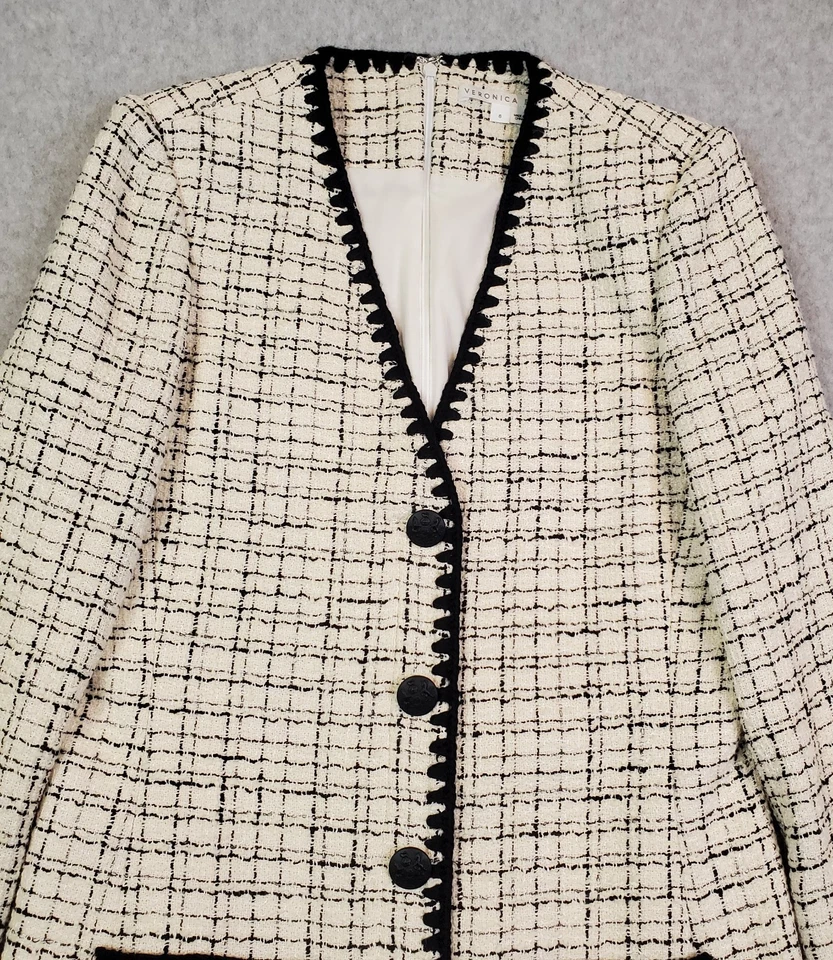 Mini Vestido Verónica Barba Palatino Tweed Cuadros Cuadros Negro Crema/Marfil Talla 6 Foto 2 de 4