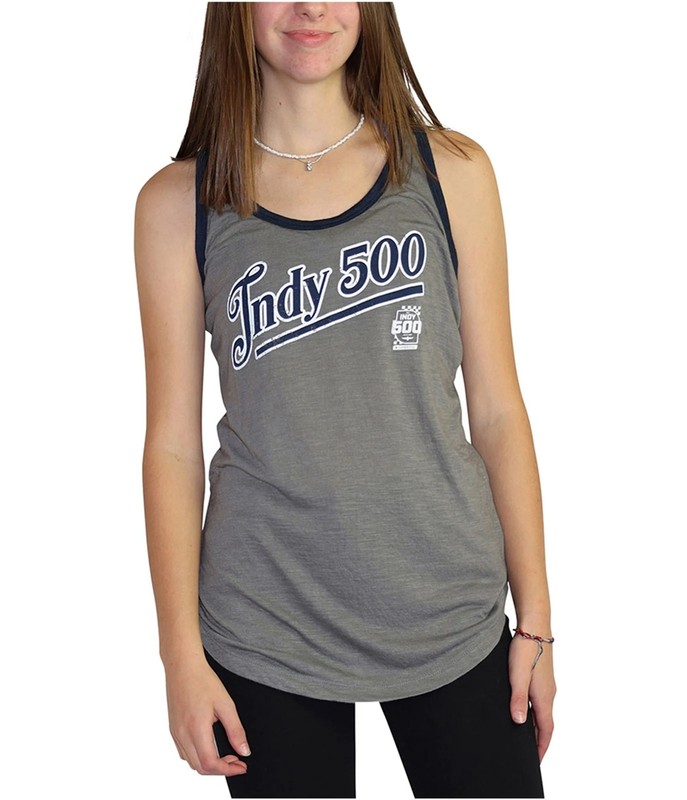 Indy 500 Womens 2-tone Racerback Tank Top, Grey, X-Large