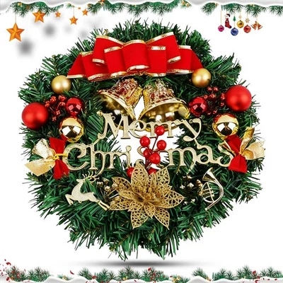Christmas Wreath For Front Door Garland Christmas Xmas Ball Decor Outdoor 30CM