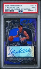 2025 JOHN STOCKTON #/75 AUTO TOPPS CHROME purple SIGNATURE STYLE psa 9