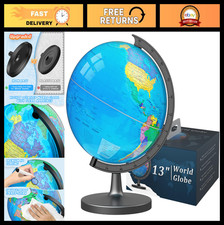 Interactive 13" World Globe for Kids & Adults | HD Waterproof, Writable Surface,