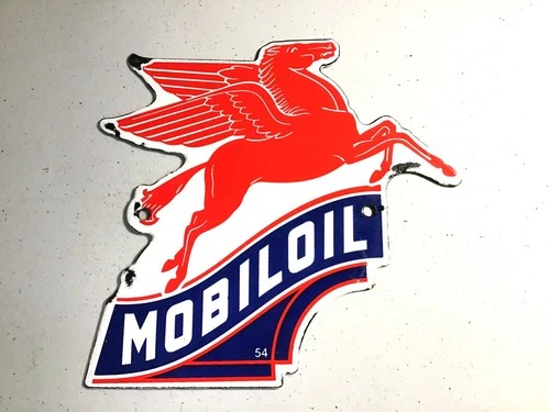 Vintage Mobiloil Pegasus Porcelain Sign