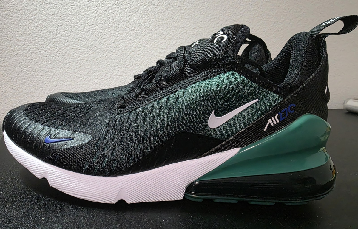 Nike Air Max 270 GS Black White Evergreen Aura Unisex Kids US 6.5Y