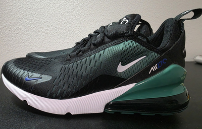 Nike Air Max 270 GS Black White Evergreen Aura Unisex Kids US 6.5Y