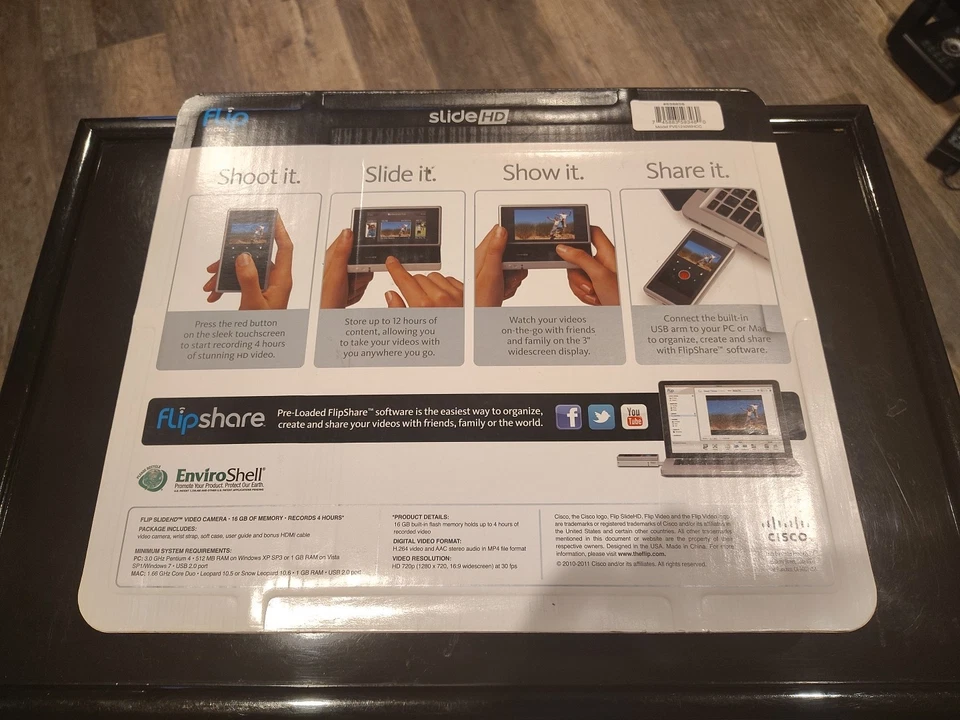 Flip Video Slide HD S1240W 16GB White/Silver USB Videocam Podcasts Cisco NEW NIB - Image 2 of 4