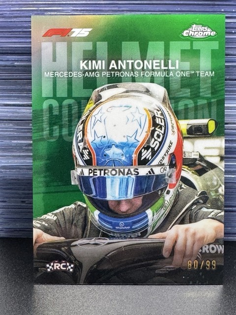 2025 Topps Chrome Kimi Antonelli RC #80/99 Green Helmet Rookie Card Car HC-1