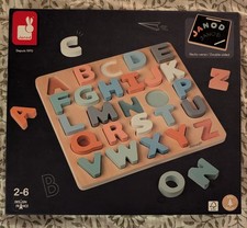 Wood Alphabet Puzzle Stand Up Letters Learning Colors Kids Educational Toy