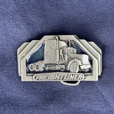 Vintage Freightliner Semi Truck Tonkin Belt Buckle Pewter