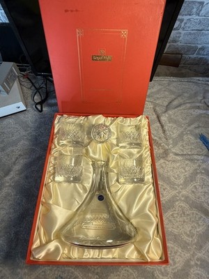 Mappin und Webb Kristall Royal Mail Dekanter Set 40 Jahre Service Auszeichnung 