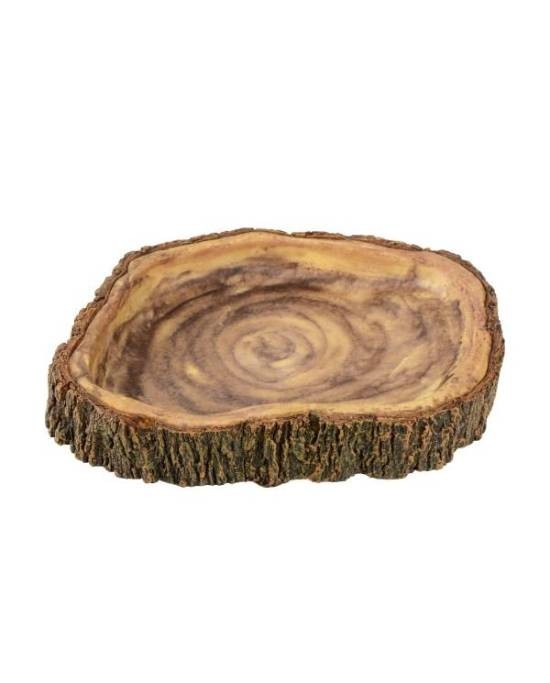 Gamelle terrarium Aquavie en résine style bois de 19,5 cm pour biotopes tropicaux