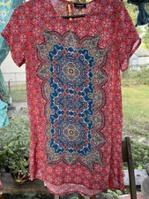 Tolani Silk Floral Print Short Sleeve Mini Dress XS