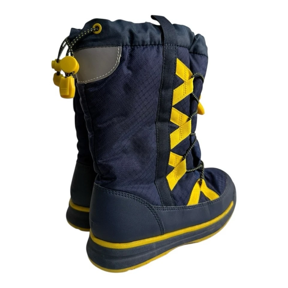 Botas de neve Lands’ End Youth tamanho 13 amarelo marinho impermeável isolada botas de inverno - Imagem 3 de 4
