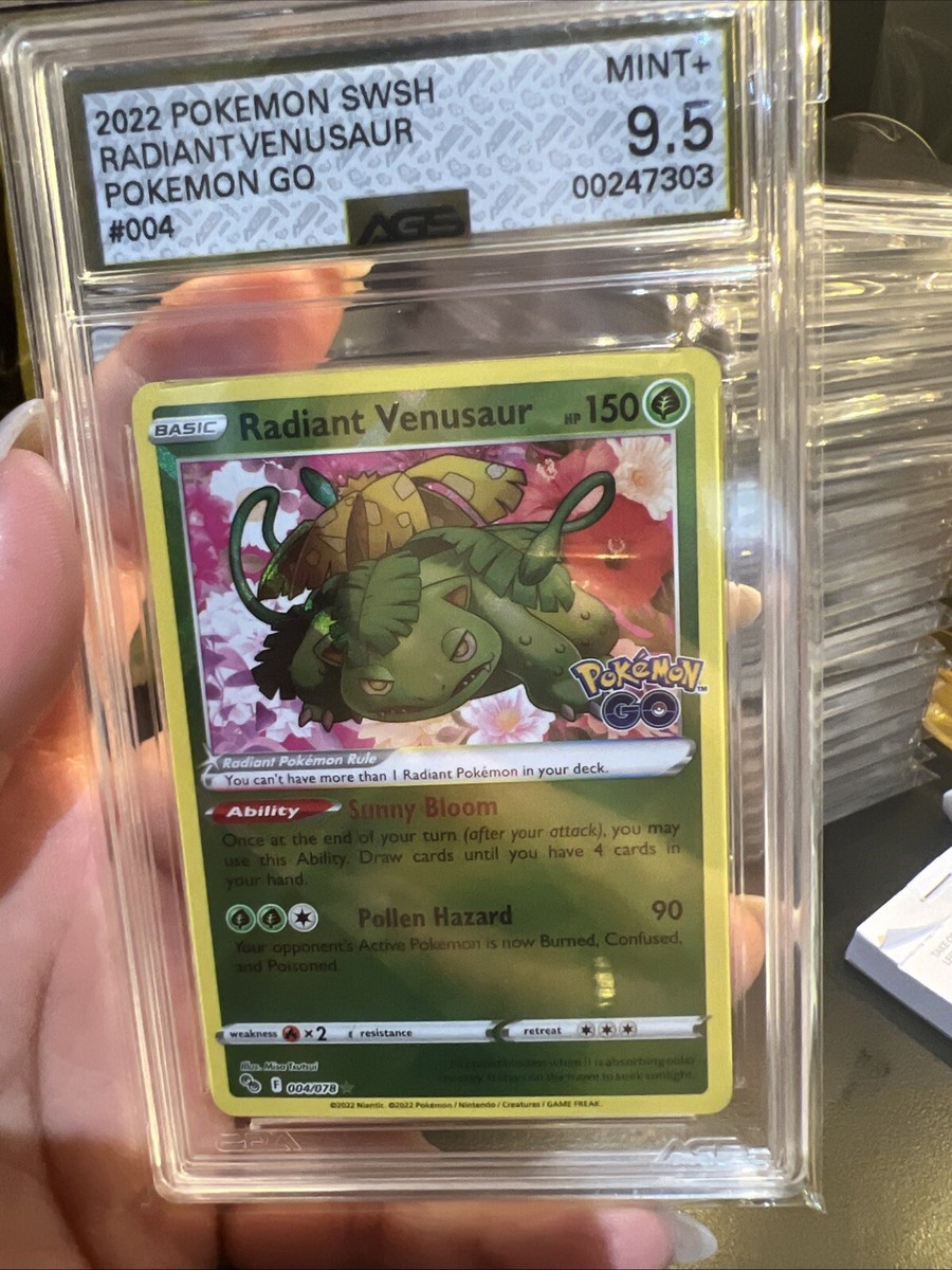 Radiant Venusaur 004/078 Pokmon GO Holo Rare Pokmon 2022 AGS 9.5 Mint