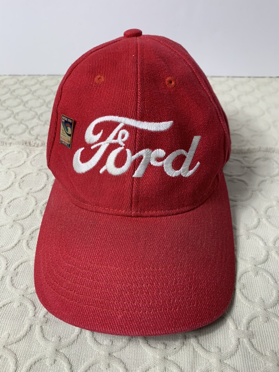 Vintage Forte Gear FORD Cap Hat Red Corduroy Top Strap Back w