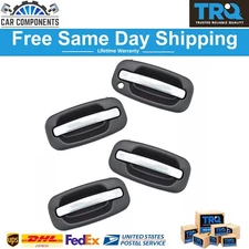 TRQ Door Handle Chrome Exterior Black Front Rear Set of 4 for Chevy GMC SUV