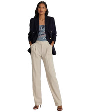 Lauren Ralph Lauren Women's Explore Sand Pleated Straight-Leg Pants Size 14