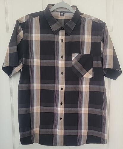 Oakley Shirt Mens XL Short Sleeve Plaid Button Up Pocket Casual Outdoor Brown