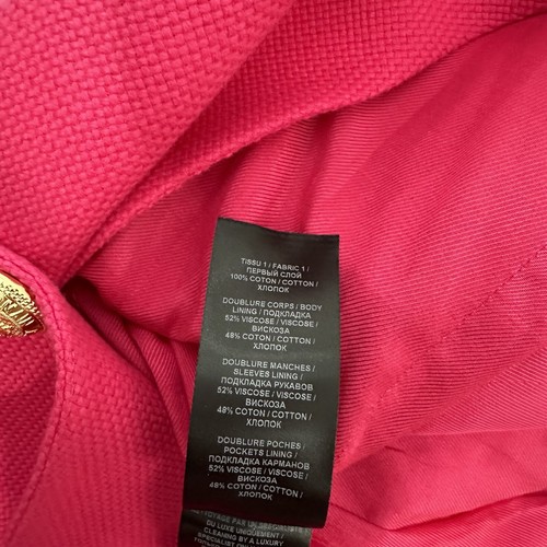 $2,695 Balmain Hot Pink Cotton Pique Double Breasted Blazer Size FR 40/US 8 - Picture 11 of 13