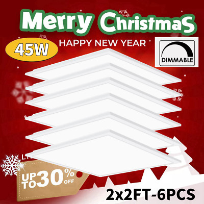 6 Pack 2x2ft LED Flat Panel Recessed Light Dimmable Drop Ceiling Troffer Fixture