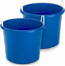 2-Pack Utility Tub, Large Plastic Storage Bucket with Rope Handles, 18 Gallon, B