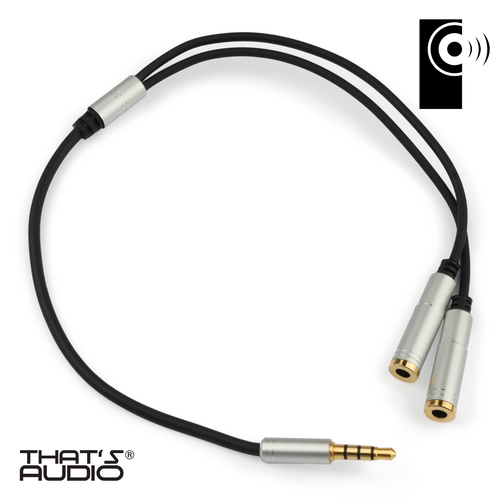 Headphone /Earphone Y Splitter cable SILVER 3.5mm Stereo 1 male : 2 female Jacks - Picture 5 of 7