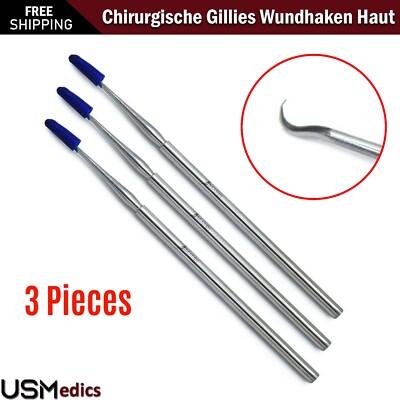 Surgical Gillies Skin Hook Single Ended Prong Sharp Retractor Dermal Procedures