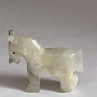 White Soapstone Miniature Figurine Horse Donkey Burro Mule Pony 2.5x2.25x.75 