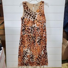 Madison womens size M sleeveless pleated sundress midi tie waist cute 2 button