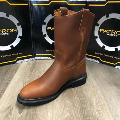 ⚡Men\'s Brown Cowboy Boots Round Toe Work Boot Slip On Pu Leather Embroidered Amazon.com | CHUUMEE Men main image 4