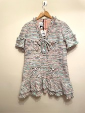 Edward Achour Paris Cotton Blend Pastel Tweed Dress Size Xl - Brand New