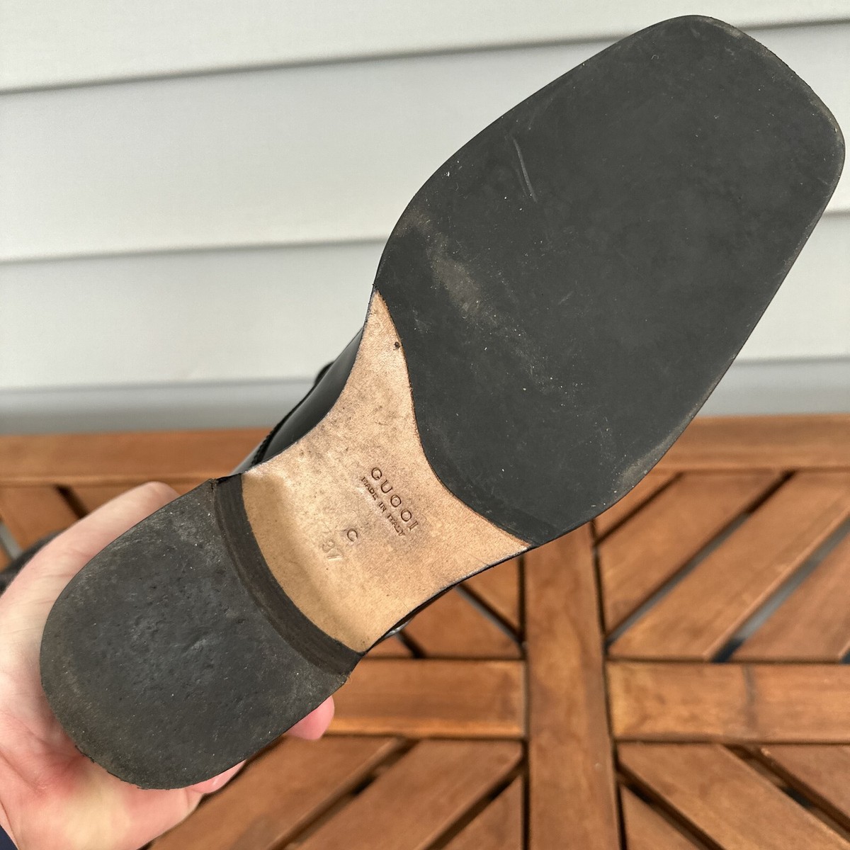 Gucci Derby Shoes Mens 5 Womens 7 EU 37 Black Leather Box Square