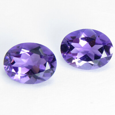 6.82Cts Calibrated Size Natural Amethyst 11x9mm Oval Shape Matching Pair Gems