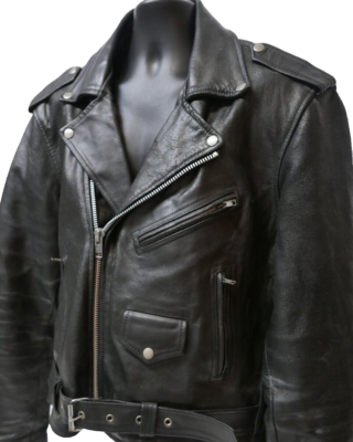 Vintage Men's American Top Genuine Leather Motorcycle Jacket Black